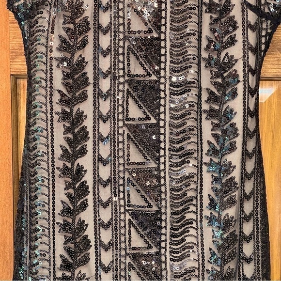 SALE Body Central Bodycon Black‎ Sleeveless Sheer Sequined Lined Dress Sz M EUC - Picture 6 of 14